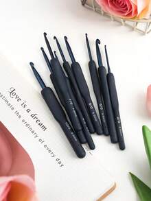 9pcs 14cm Hook And Crochet Tools Complete Set, Hand-Made Soft-Handled Woolen Sweater, Woven Bag, Stainless Steel Hook And Crochet Kit, Hook And Crochet Supplies - Blue - View 7