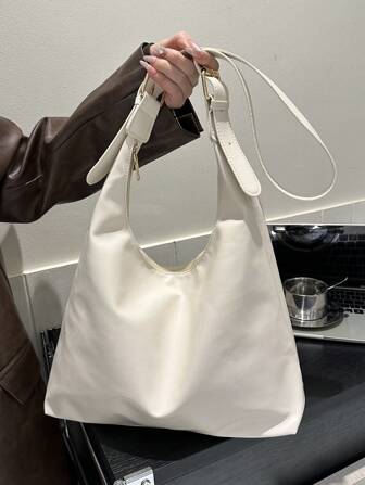 复古大容量柔软纯色女士单肩包，百搭斜挎包，手提包，女士流浪汉单肩包，大容量吊带斜挎包，手提包，休闲工作包