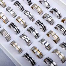 20 件时尚不锈钢戒指，男女混合风格，简约心形爱心蝴蝶几何珠宝派对礼物