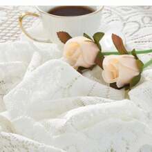 1 PIEZA Mantel de Encaje, Mantel de Boda Estilo Retro 3D Blanco Marfil, Adecuado para Bodas, Cenas, Fiestas de Fin de Semana, Comidas Familiares, Festivales, Acción de Gracias y Navidad