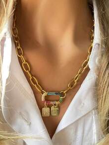 1条 STYLEVER 金色字母项链，A-Z 字母项链，寓意深刻，适合庆祝场合，不锈钢链 - 金黃色 - 查看 7