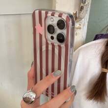 Funda magnética mínimalista para teléfono con bloque de color, rayas y diseño de estrella para 16 Pro Max/ 15 Pro Max/ 14 Pro/ 13, funda de teléfono de moda / simple / diseño para mujeres