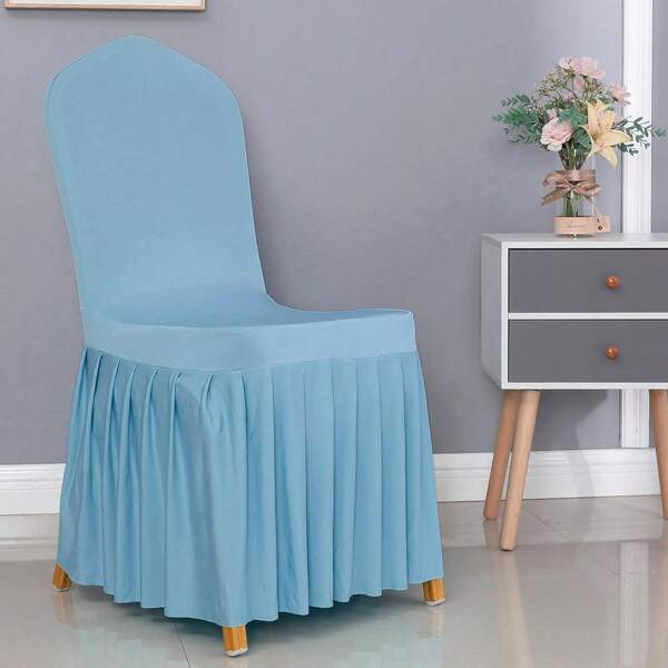Chair Cover With Long Skirt, Washable Universal Chair Protector, Anti-Dirty Stretchy Dining Room Skirted Chair Slipcover