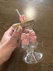500ml(16.91oz) Butterfly Princess Series Glass Straw Cup - Ideal Gift For Holidays And Birthdays, For Coffee Or Bubble Tea Back To School