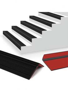 1 pieza Protector para borde de escalera de vinilo, con tacos de goma en forma de L y antideslizante autoadhesivo, para bordes de escaleras interiores y exteriores