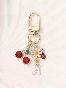 1 件合金 A-Z 字母樱桃雏菊甲虫字母吊坠钥匙扣时尚创意设计生日礼物配饰、母亲节礼物女士、夏季包包挂饰、女士时尚配饰、鲜艳的花朵设计、耐用的金属钥匙扣、美观的礼物创意、新奇钥匙扣 - 金色 - 查看 15