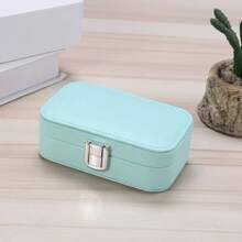 1 pieza Caja de joyería personalizada de color macaron, de gran capacidad, unicolor, portátil para viajes, para almacenamiento de anillos y collares, regalo de moda y romántico para el Día de la Madre, Día de San Valentín, personalizado, caja multifuncional para organizar maquillaje y joyería.