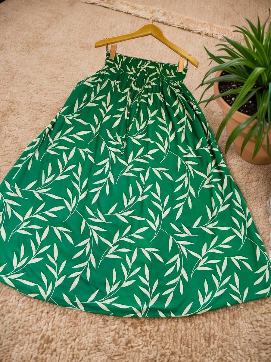 Steve Store Women's Fashion Viscose Fabric Skirt With Lining, Has Pocket And Slit On The Sides - 綠色 - 查看 1