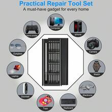 25-In-1 Small Precision Magnetic Screwdriver Set, Professional Repair Tool Kit, Aluminum Alloy Handle, Suitable For Phones, Computers, Watches, Laptops, MacBooks, Doorbells, Glasses, Electronics - Silver - View 10