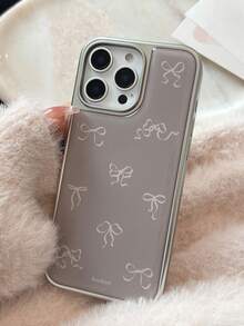 Lekkie i luksusowe etui na telefon z motywem kokardy, 1 szt., z galwanizowaną krawędzią z żywicy, kompatybilne z 'em serii 16/15/14/13, wodoodporne, odporne na wstrząsy, odporne na upadki i zarysowania. - Popiół - Zobacz 4