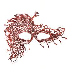 Vintage Ladies Lace Mask Halloween Prom Princess Gilded Big Peacock Mask - Multicolor - View 14