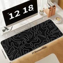 Large Black & White Terrain Graphics Gaming Mouse Pad With Stitched Edges, Non-Slip Rubber Base, Perfect For Computers, Laptops, And Office Desks, Large Mouse Pad