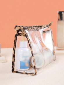 新款豹纹透明防水化妆包,旅行洗漱用品收纳包,大容量化妆包,透明化妆品收纳包,结婚礼品袋,防水旅行袋,3种尺寸(S/M/L),ins风收纳包,便携式防尘拉链,单身派对装饰, - 無色 - 查看 5