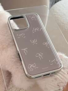 Lekkie i luksusowe etui na telefon z motywem kokardy, 1 szt., z galwanizowaną krawędzią z żywicy, kompatybilne z 'em serii 16/15/14/13, wodoodporne, odporne na wstrząsy, odporne na upadki i zarysowania. - Popiół - Zobacz 5