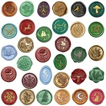 60Pcs Aesthetic Stickers Wax Seals Colorful Gold Wax Seal Stickers Envelope Seals Wax Seal Stickers Wax Stickers For Envelopes Vinyl Stickers Stickers For Water Bottle, Hydroflask, Guitar, Luggage, Phone, Case, Laptop, Skateboard, Gift