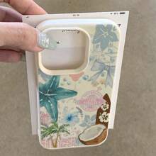 1pc TPU Material Fresh Starfish & Coconut Pattern Phone Case, Compatible With IPhone