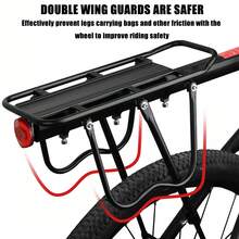 Universal Adjustable Bike Cargo Rack, Rear Bike Rack Cargo Rack Alloy Luggage Carrier Bicycle 110 Lbs Capacity Holder, Bicycle Luggage Carrier Racks With Reflective Logo - Black - View 6