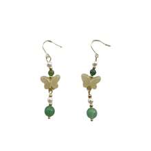 1 par de pendientes de mariposa delicados con cuentas, accesorio versátil con estilo vintage para Qipao o Hanfu, entrega de color aleatorio