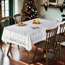 1 PIEZA Mantel de Encaje, Mantel de Boda Estilo Retro 3D Blanco Marfil, Adecuado para Bodas, Cenas, Fiestas de Fin de Semana, Comidas Familiares, Festivales, Acción de Gracias y Navidad