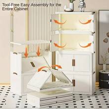 Caixa organizadora dobrável para armário, sala de estar, baú de brinquedos, armário de cozinha, armário para lanches, armário de banheiro, armário de armazenamento simples e luxuoso de plástico com várias camadas - tipo gaveta espaçosa, organizador de brinquedos e artigos diversos para L