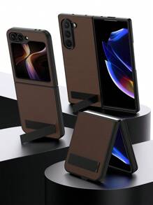 1 Piece Fold Phone Case With Holder Compatible With Galaxy Z Flip 6 Case, Hard PC Protection Shockproof Protective Case With Stand Compatible With Galaxy Z Flip 5, Multi-Functional Foldable Holder Case For Z Flip 4 Phone Cover, Z Flip3 Phone Case With Texture Leather, Useful Phone Cover Accessories Compatible With Galaxy Z Fold 6, Cool Classic Foldable Phones Compatible With Galaxy Z Fold 6, Unique Galaxy Z Fold 4/3 Bumper.