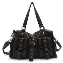 STEPHIECATHY Sac à main vintage pour femme  végétalien PU doux et lavé. Style de rue cool Y2K avec rivets, oeillets et ceinture. Grand sac à bandoulière à longue sangle avec grande capacité, convient pour un ordinateur portable de 13" et plusieurs poches. Idéal pour les déplacements quotidiens, les sorties et le collège. - Multicolore - Voir 13