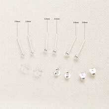 6 peças de brincos redondos hipoalergênicos de prata esterlina 925 com formato de bola, 2,0 mm/2,5 mm/3,0 mm, joias minimalistas para mulheres