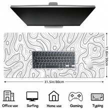 Large Black & White Terrain Graphics Gaming Mouse Pad With Stitched Edges, Non-Slip Rubber Base, Perfect For Computers, Laptops, And Office Desks, Large Mouse Pad