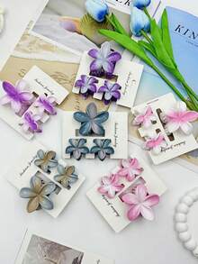 1 件/6 件/12 件花卉印花可爱休闲 ABS 塑料发夹，时尚发饰，适合海滩、旅行、甜美、清新夏季发夹发夹