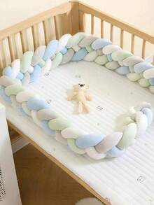 1 件编织婴儿床围垫儿童房装饰，新生儿床护栏，柔软婴儿床衬垫