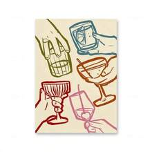 1 pieza Póster retro de vino, cóctel, café, arte de pared colorido para la cocina, pintura en lienzo, decoración del hogar, decoración de la habitación, decoración de pared, opcional con marco, decoración de pared con marco para la cocina - Multicolor - Ver 49