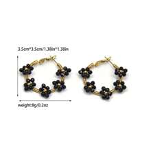 1 Pair Boho Stainless Steel Gold Plated Colorful Flower Earrings, Suitable For Women Daily/Beach/Party/Festival