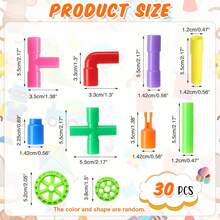30pcs Water Pipe Building Block Puzzle Toy For Kids , Random Color Assembly Toy, STEM Children's Creative Pipe Building Block Set, Wheel Sensory Toy, Suitable For Boys And Girls Over 3 Years Old - Multicolor - View 10