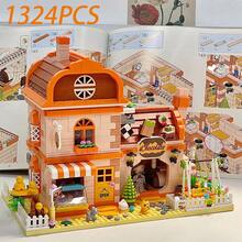 现代联排别墅复式公寓积木公主房房屋别墅花园成人高难度手工拼装礼物微型小颗粒建筑积木玩具 - 彩色 - 查看 24