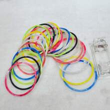6pcs Random Color Plastic Bangle, 0.5cm Thin Dual-Colored Marble Pattern Acrylic Bracelet