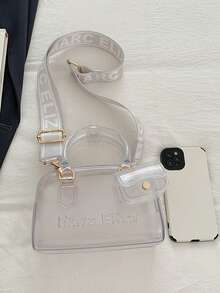 Conjunto de 2 bolsos de hombro ajustables transparentes de gelatina para playa, ideales para viajes, ir a la escuela, ir al trabajo, para empleados y para uso diario. - Multicolor - Ver 8