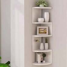 5 Tier Floating Corner Shelves Wooden Storage Display Shelf Units Wall Mount UK - White - View 5