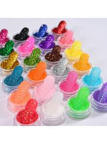 24PCS Iridescent Sugar Nail Glitter Nail Art Iridescent Fine (.004") Glitter Powder Candy Coat Powder Pigment For Manicure Sugar For Gel Nail Polish, Gel And Acrylic Nail Powder - (24 Jars)