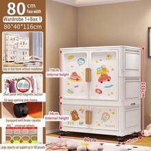 5/4/3/2/1-Layer Foldable Wardrobe Cabinet, Free Installation, Home Bedroom Adult Closet Storage Organizer - Cartoon - View 12