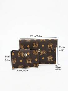 3 Peças Conjunto de Bolsas de Moda Feminina com Padrão Geométrico, Cor Marrom Escuro, Material de Couro Artificial, Forro de Poliéster, Borda de Óleo para Mulheres Elegantes