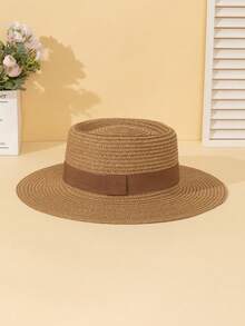 1 件女士法式帽子，英国夏季海滩草编遮阳帽，适合旅行和度假保护 - 彩色 - 查看 9