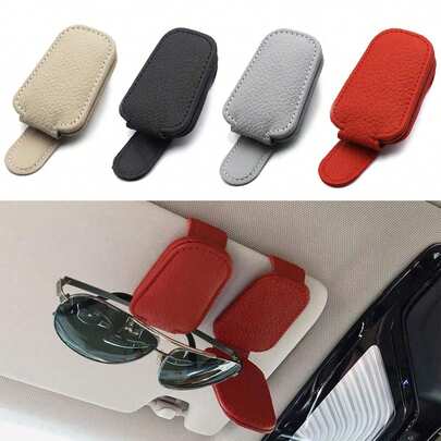1pc,Magnetic Fashion Eyeglasses Clip Magnetic PU Leather Car Visor Fashion Eyeglasses Clip - Fashion Eyeglasses Clip And Ticket Card Holder - Car Visor Accessories, Ideal Car Accessory