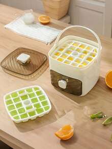 1pc Ice Cube Tray With Cover And Storage Box, Ice Cube Tray For Ice Chest, Ice Cube Tray, Ice Mold, Ice Maker Container, Drink Holder, (With 2 Trays) And Ice Bucket, Tongs