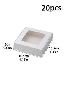 20件/30件/50件烘焙甜点包装盒，蛋糕、松饼、蛋挞、外卖盒 - 白卡纸，各种尺寸，带窗口，适合派对礼物 - 彩色 - 查看 22