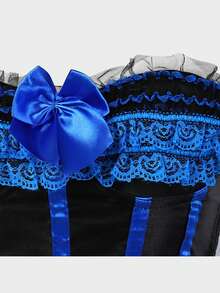 Corsets For Women Lace Trim Lingerie Tops Bow Lace Up Corsets Bustier Lingerie Bodyshaper Top - 深藍色 - 查看 4