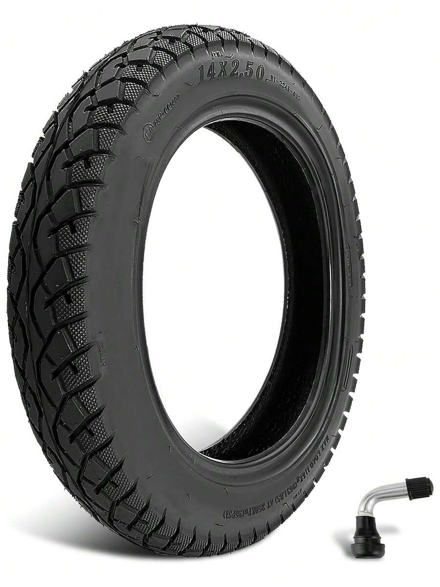 Neumático de 14x2.50 pulgadas GLDYTIMES, neumático de 14 pulgadas para motocicletas, scooters eléctricos, motocross, bicicletas - Negro - Ver 1