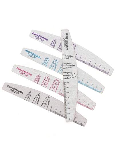 5 pezzi Lime per unghie semi-circolari professionali, lime per unghie a doppia faccia con grana 100/150/180/240, design semplice per salone di bellezza e uso domestico, Natale