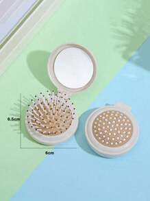 Portable Folding Travel Comb, With Mirror Hair Brush, Round Folding Pocket-Sized Hair Brush, Mini Travel Large And Small Comb, Suitable For Women's Travel Necessities, Travel Accessories, Massage Comb (This Product Is Easy To Fall Off And Can Be Put Back), Hair Clip, Hair Accessory, Suitable For School, Outdoor, Party, Home