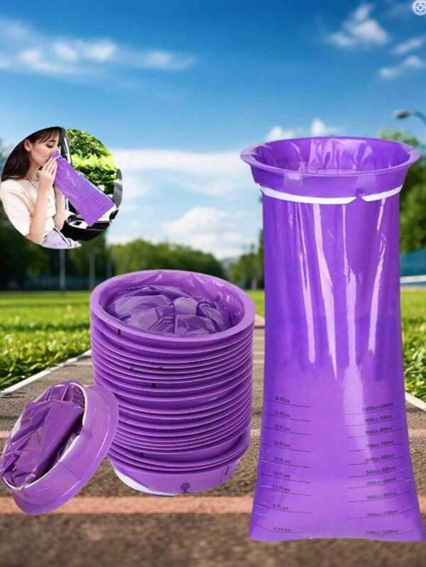 1pc /5pcs/ 10Pcs Disposable Vomit Bags, In-Car Garbage Bags, Portable Vomit Bags. Each Pack Has A Capacity Of 2000 Milliliters. They Are Of Medical Grade And Leak-Proof. They Are Suitable For Situations Of Nausea, Travel Motion Sickness, And Can Be Used In Cars, Airplanes, And Boats. They Are Also Applicable In Sports Scenarios.(Colors Are Random.)
