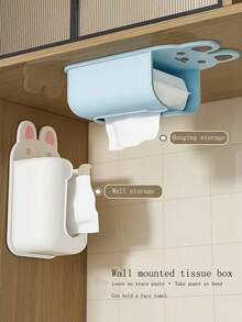 1 Stück wandmontierter Badezimmer Toilettenpapier Box Halter, multifunktionale Gesichtstücher Aufbewahrungsregal für Wohnzimmer, Küche, ohne Bohren erforderlich